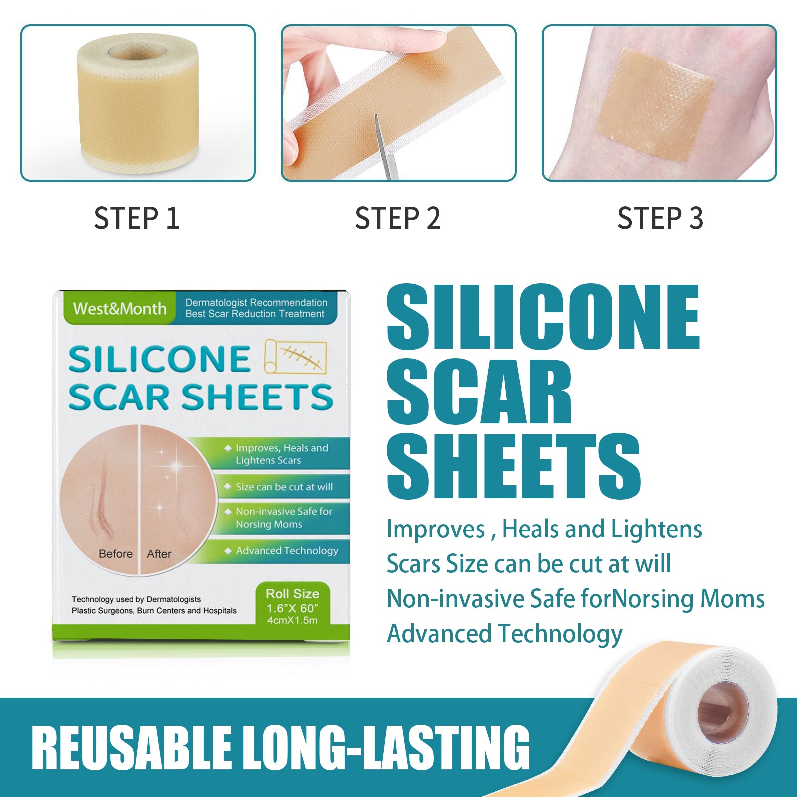 Self-Adhesive Silicone Scar Repair Orange Line Growth Line Smooth Skin Care Beauty Patch