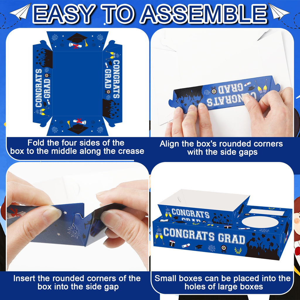36 Pcs Graduation Movie Night Snack Trays Graduation Dessert Plates Candy Popcorn French Fries Graduation Movie Boxes For Snacks Tray Party Supplies