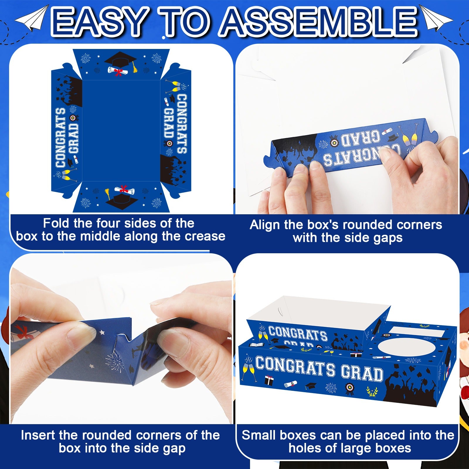36 Pcs Graduation Movie Night Snack Trays Graduation Dessert Plates Candy Popcorn French Fries Graduation Movie Boxes For Snacks Tray Party Supplies