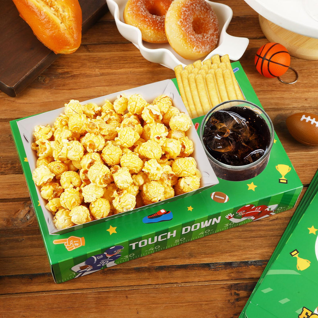 36Pcs Football Serving Trays And Platters Candy Popcorn French Fries Snack Trays Football Movie Boxes For Snacks Tray Football Party Supplies