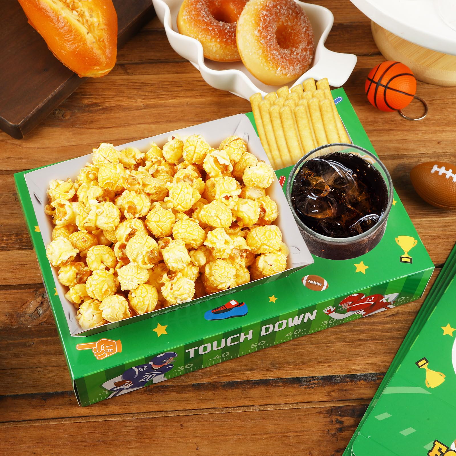 36Pcs Football Serving Trays And Platters Candy Popcorn French Fries Snack Trays Football Movie Boxes For Snacks Tray Football Party Supplies