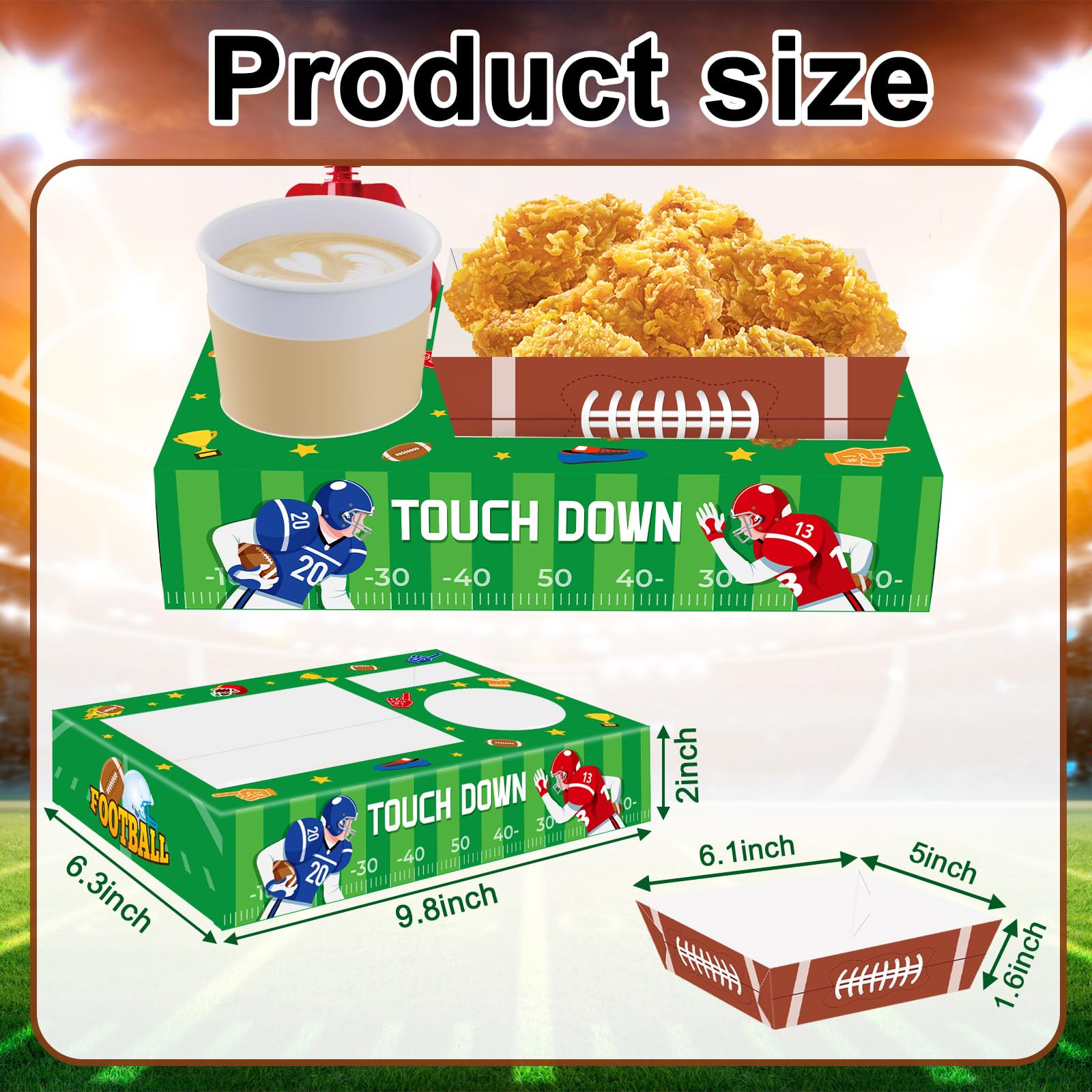 36Pcs Football Serving Trays And Platters Candy Popcorn French Fries Snack Trays Football Movie Boxes For Snacks Tray Football Party Supplies