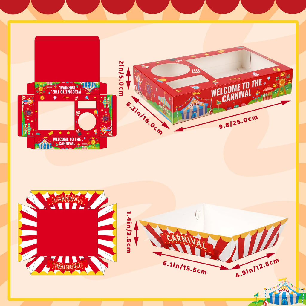 36Pcs Carnival Movie Night Paper Snack Candy Popcorn French Fries Snack Trays Carnival Movie Boxes For Snacks Tray Carnival Party Supplies