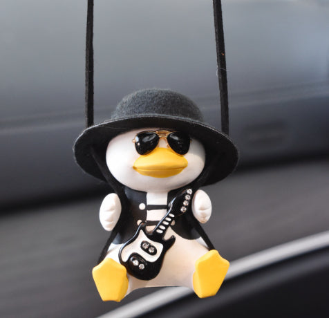 Pistol Cowboy Duck Car Rearview Mirror Pendant Decoration Super Cool Revolver Duck Anime Car Decoration Pendant