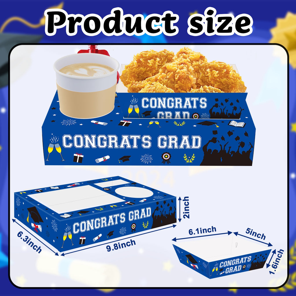 36 Pcs Graduation Movie Night Snack Trays Graduation Dessert Plates Candy Popcorn French Fries Graduation Movie Boxes For Snacks Tray Party Supplies
