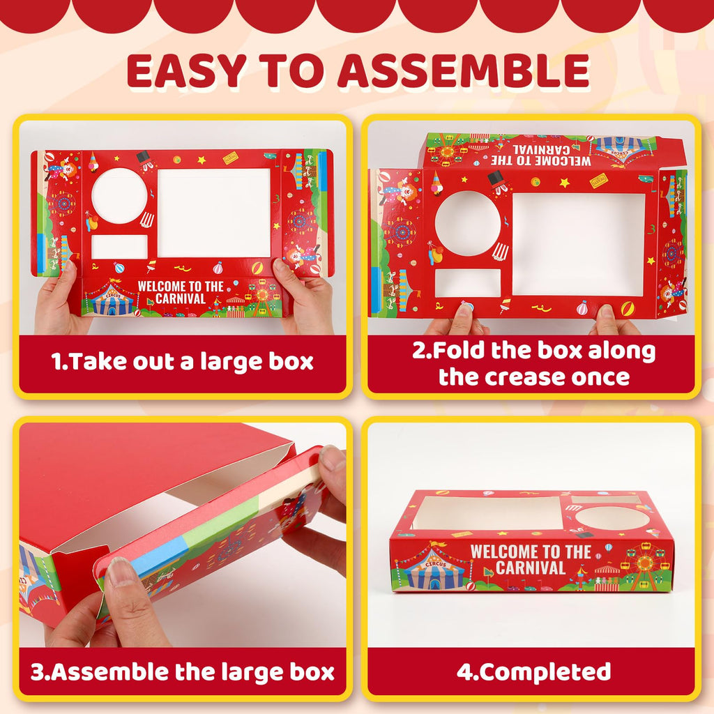 36Pcs Carnival Movie Night Paper Snack Candy Popcorn French Fries Snack Trays Carnival Movie Boxes For Snacks Tray Carnival Party Supplies