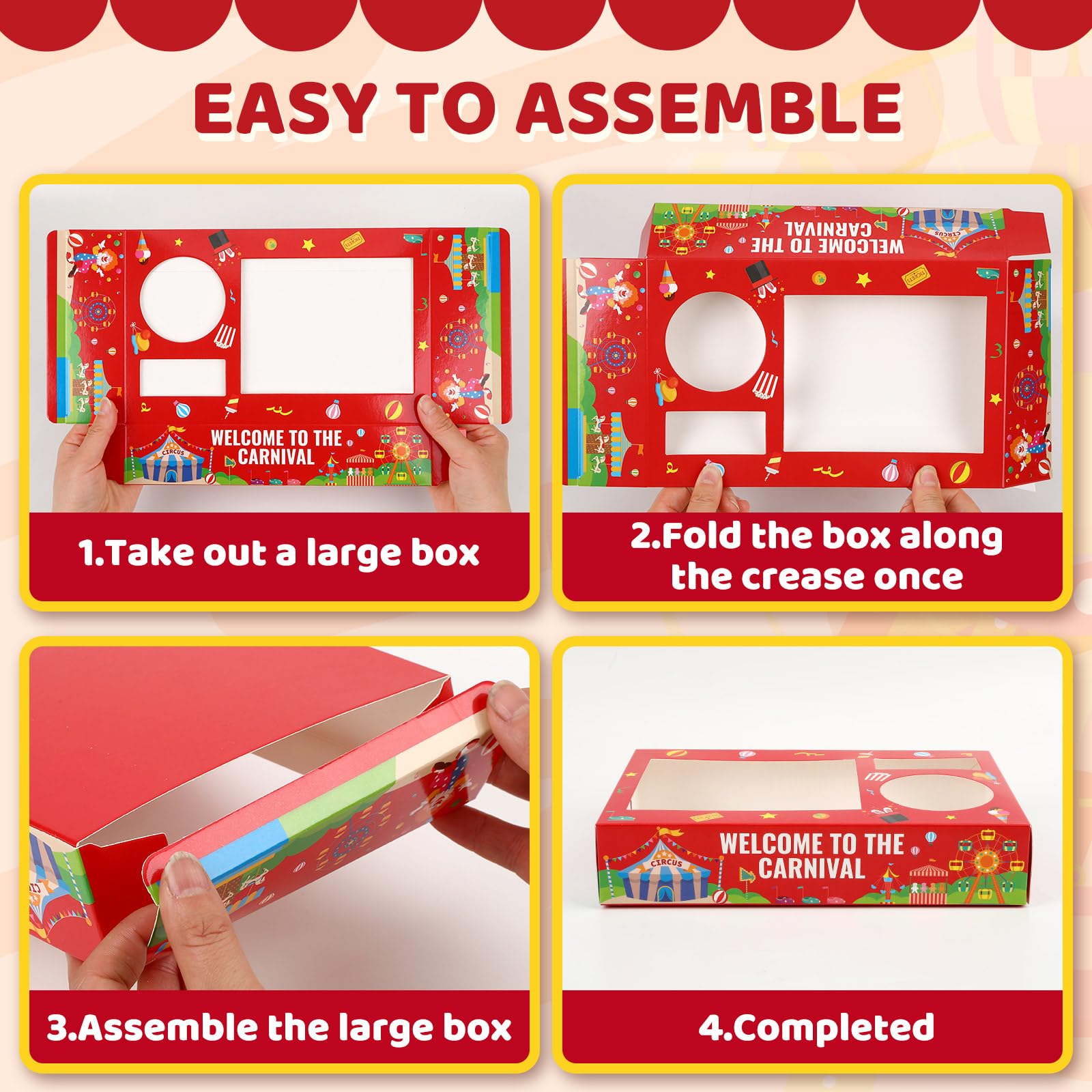 36Pcs Carnival Movie Night Paper Snack Candy Popcorn French Fries Snack Trays Carnival Movie Boxes For Snacks Tray Carnival Party Supplies